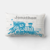 ボーイパーソナライズされたズルームグレーブルーショオトレイン ランバークッション (裏面)