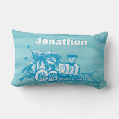 ボーイパーソナライズされたズルームブルー潮潮列車 ランバークッション (裏面)