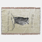 ボーイパーソナライズされたズルームヴィンテージフクロウ スローブランケット (正面)