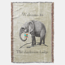 ボーイパーソナライズされたズルームヴィンテージ象 スローブランケット
