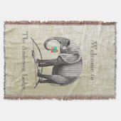 ボーイパーソナライズされたズルームヴィンテージ象 スローブランケット (正面)