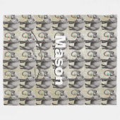 ボーイパーソナライズされたズルームヴィンテージ象 フリースブランケット (正面(横))