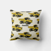 ボーイパーソナライズされたズルームYELLOWダンプトラック クッション (裏面)