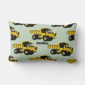 ボーイパーソナライズされたズルームYELLOWダンプトラック ランバークッション (裏面)