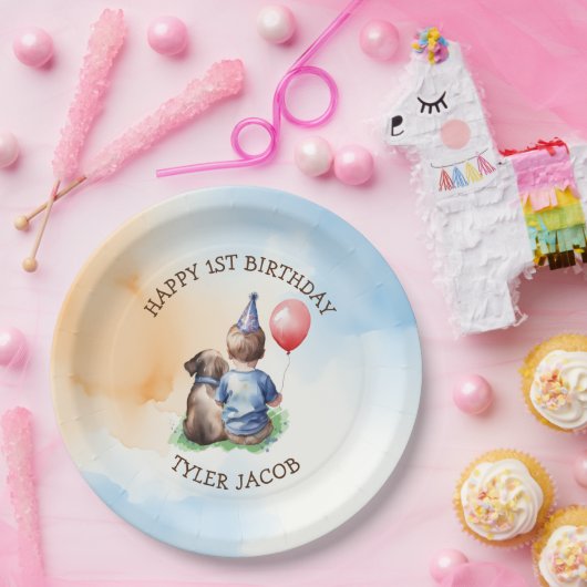 ボーイパーソナライズされたズ・ファースト誕生日 ペーパープレート (パーティー)