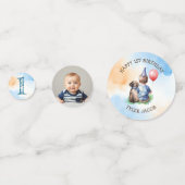 ボーイパーソナライズされたズ・ファースト誕生日 | 写真テンプレート コンフェッティ (正面)