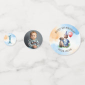 ボーイパーソナライズされたズ・ファースト誕生日 | 写真テンプレート コンフェッティ (裏面)