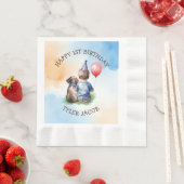 ボーイパーソナライズされたズ・ファースト誕生日 縁ありランチョンナプキン (インサイチュ)