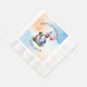 ボーイパーソナライズされたズ・ファースト誕生日 縁ありランチョンナプキン (角)