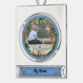 ボーイパーソナライズされたベビー初のクリスマス装飾 シルバープレートバナーオーナメント (左)