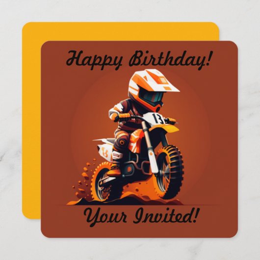 ボーイパーソナライズされたモトクロス招待状 招待状 (正面/裏面)
