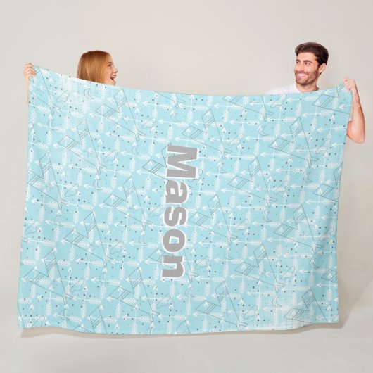 ボーイパーソナライズされたルームモダンテペ矢印パターン フリースブランケット (インサイチュ)