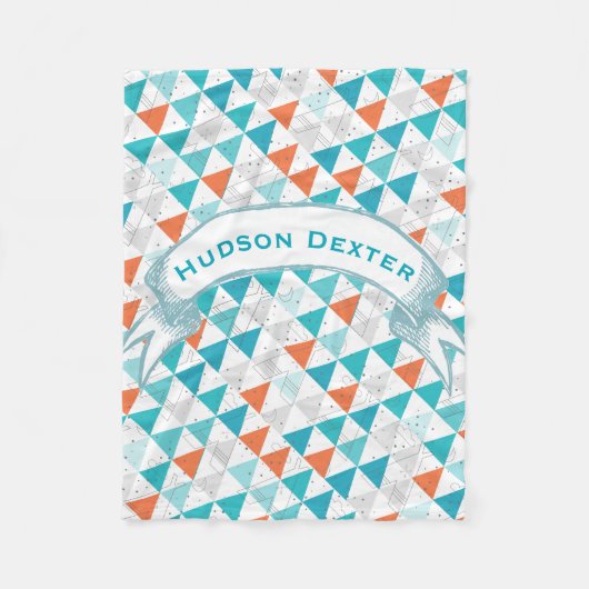 ボーイパーソナライズされたルームモダンテペ矢印パターン フリースブランケット (正面)