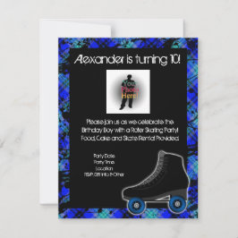 ボーイパーソナライズされたローラスケートで滑るパーティの招待状 招待状
