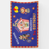 ボーイビッグトップサーカスカーニバル第五誕生日バナー 横断幕 (縦)