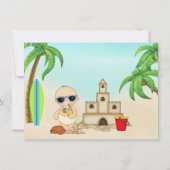 ボーイビーチベビーサンドキャッスルンサーフボードベビーシャワー サンキューカード (裏面)