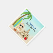 ボーイビーチベビーサンドキャッスルンサーフボードベビーシャワー スタンダードカクテルナプキン (角)