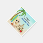 ボーイビーチベビーサンドキャッスルンサーフボード1st誕生日 スタンダードカクテルナプキン (角)