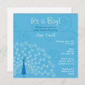 ボーイピかわいらしーコックベビーシャワー招待状 招待状 (正面/裏面)