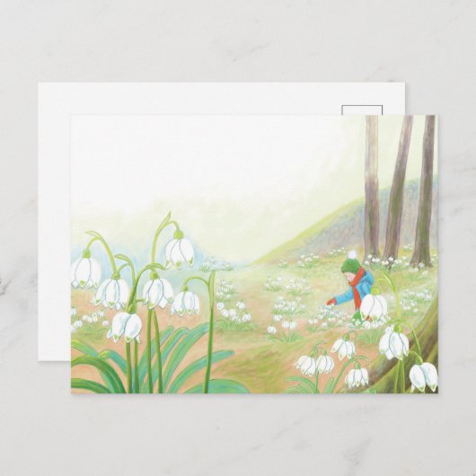 ボーイピッキング春雪片イラストレーション シーズンポストカード (正面/裏面)