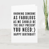 ボーイフおもしろいレンドに対する嫌みな誕生日の願い カード (正面)