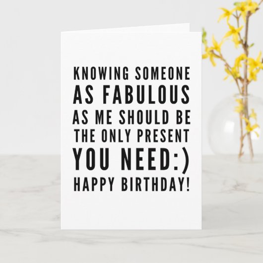 ボーイフおもしろいレンドに対する嫌みな誕生日の願い カード (黄色い花)