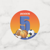 ボーイファイブ誕生日スポーツボール コンフェッティ (スモール正面)