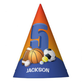 ボーイファイブ誕生日スポーツボール パーティーハット