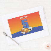 ボーイファイブ誕生日スポーツボール 長方形シール (封筒)