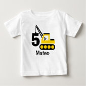 ボーイファイブ誕生日建築クパーソナライズされたレーン ベビーTシャツ (正面)