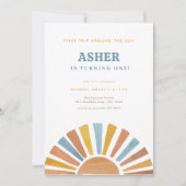 ボーイファーストのまわりにトリップザサン誕生日招待状 招待状 (正面)