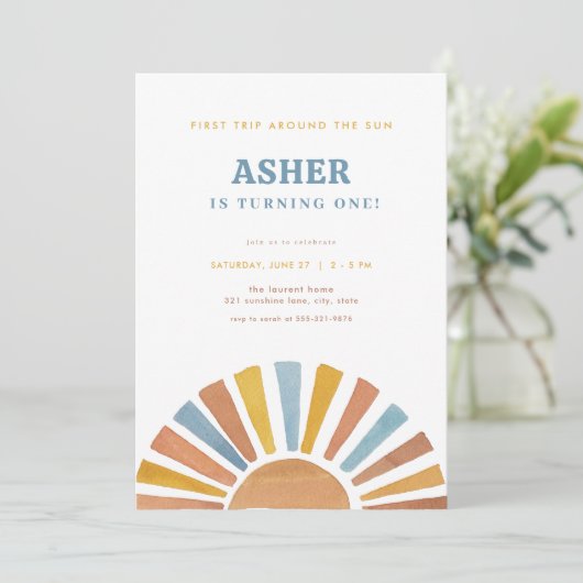 ボーイファーストのまわりにトリップザサン誕生日招待状 招待状 (スタンド正面)