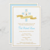 ボーイファーストコミュニオン招待状-ブルー 招待状 (正面/裏面)