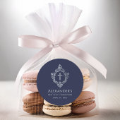 ボーイファーストコミューニオンネイビーブルーヴィンテージクロスクレスト ラウンドシール