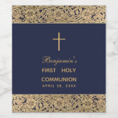 ボーイファーストコミューニオンネイビーブルー金ゴールドバラヴィンテージ ワインラベル (シングルラベル)