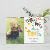 ボーイファーストフィエスタ誕生日フォト写真 招待状 (スタンド正面)