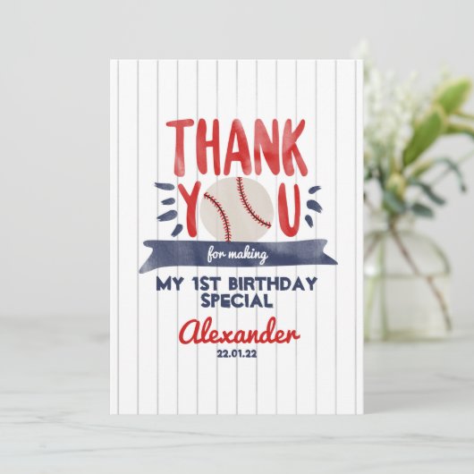 ボーイファーストベースボール誕生日サンキューカード サンキューカード (スタンド正面)