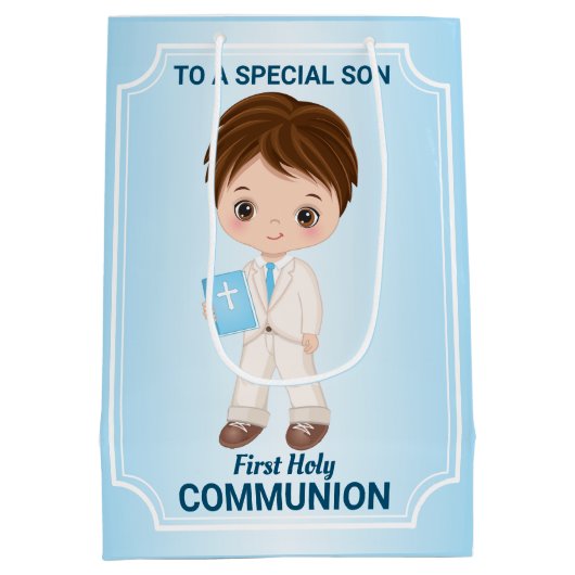 ボーイファーストホーリーコミュニオン抱き枕 ミディアムペーパーバッグ (裏面)