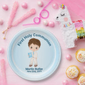 ボーイファーストホーリーコミュニオン紙プレート ペーパープレート (パーティー)