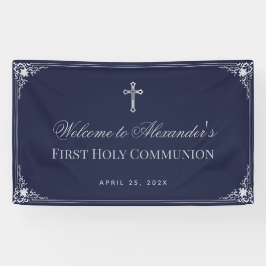 ボーイファースト共産海軍ブルーエレガントクロス華美 横断幕 (横)