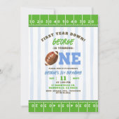 ボーイファースト年Touchダウンサッカーファースト誕生日 招待状 (正面)