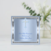 ボーイファースト聖体拝領シルバーブルー2 招待状 (スタンド正面)