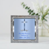 ボーイファースト聖体拝領シルバー王室のブルー4M 招待状 (スタンド正面)