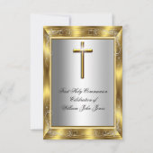 ボーイファースト聖体拝領シルバー金ゴールドクロス2 招待状 (正面)