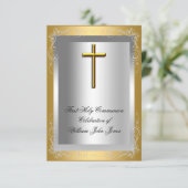 ボーイファースト聖体拝領シルバー金ゴールドクロス 招待状 (スタンド正面)