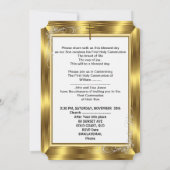 ボーイファースト聖餐式ホワイト金ゴールドクロス2 招待状 (裏面)