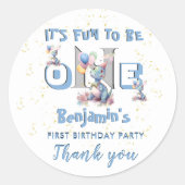 ボーイファースト誕生日おもしろいワンダリストランチョン ラウンドシール (正面)