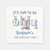 ボーイファースト誕生日おもしろいワン恐竜 スタンダードカクテルナプキン (正面)