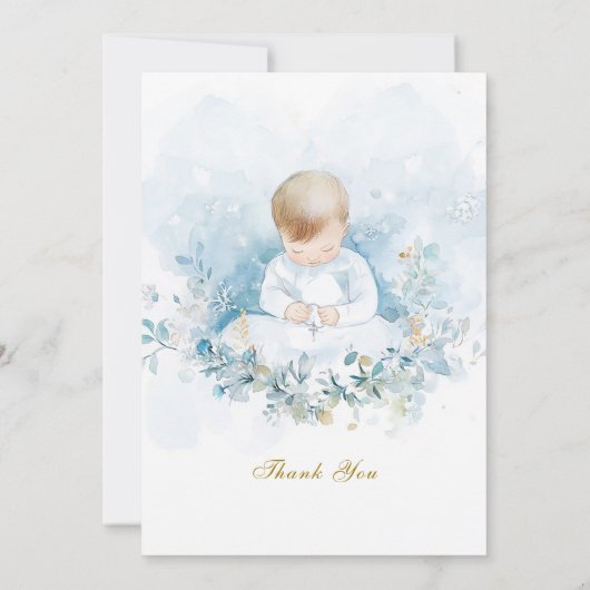 ボーイファースト誕生日と洗礼 招待状 (裏面)