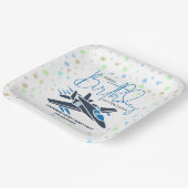 ボーイファースト誕生日ジェット戦闘機ブルーホワイト ペーパープレート (傾斜あり)